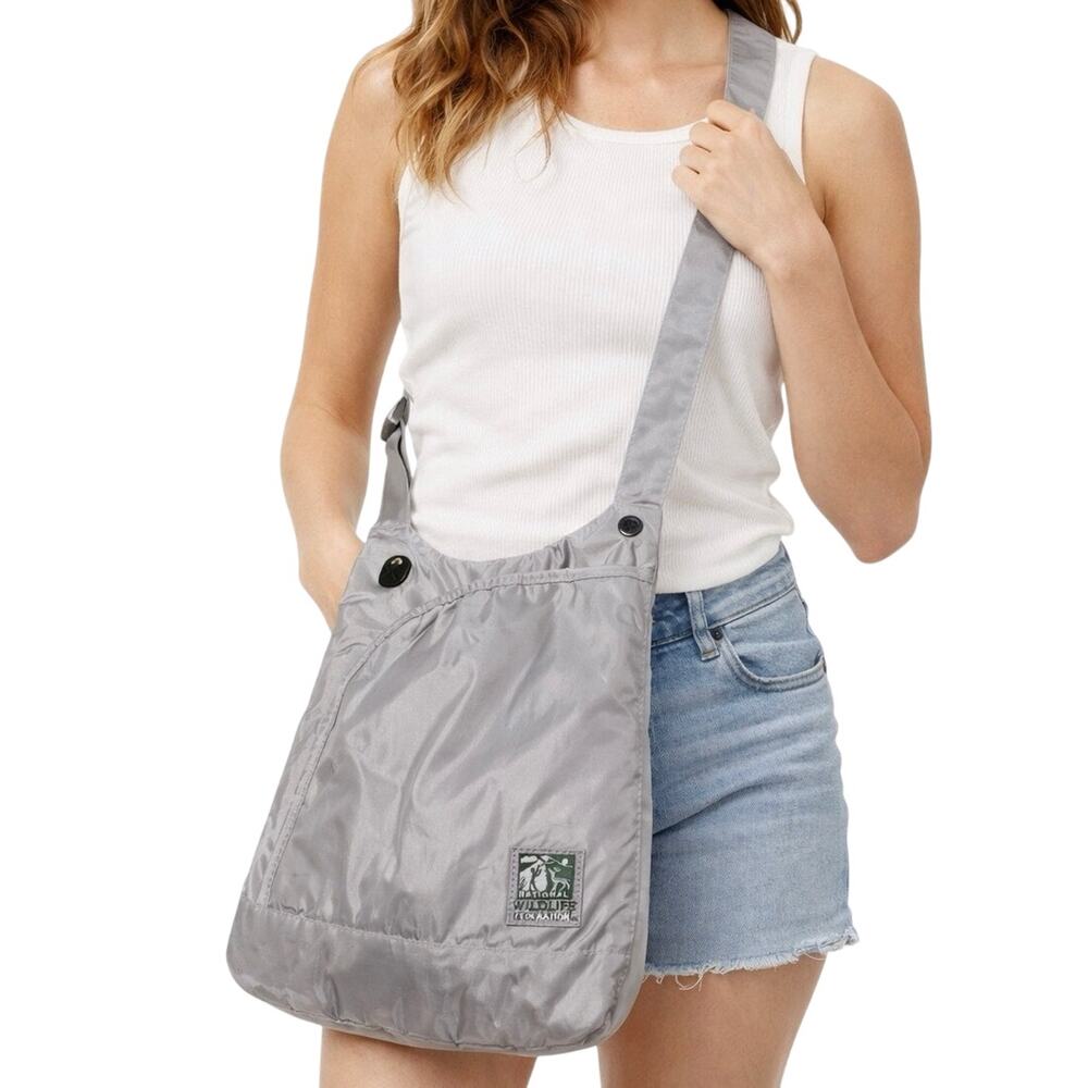 National Wildlife Federation Gray Nylon Crossbody Bag Lightweight Eco Wildlife